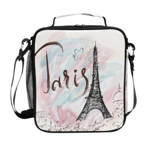 uoyo paris eiffel tower kids lunch box, romantic lunch bag for girls boys insulated lunchbox reusable cooler bag portable thermal meal tote for office work back to school