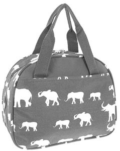 elephant print insulated lunch bag tote (grey)
