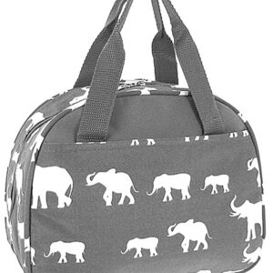 Elephant Print Insulated Lunch Bag Tote (Grey)