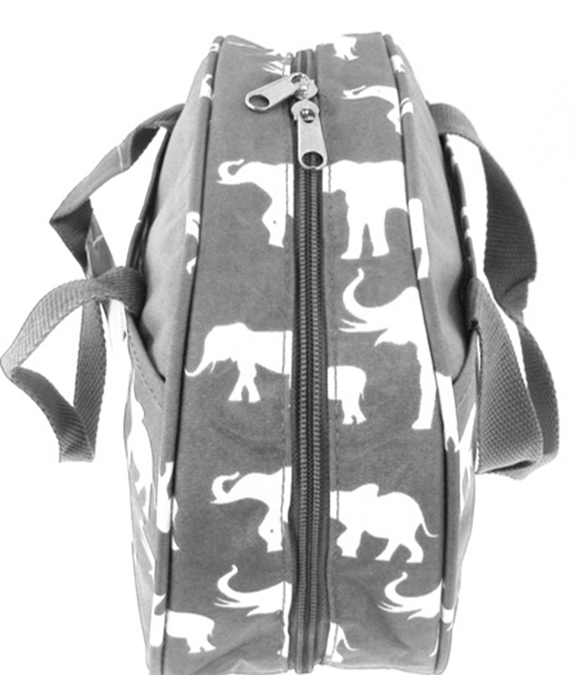 Elephant Print Insulated Lunch Bag Tote (Grey)