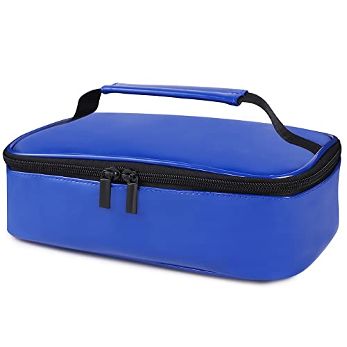 ONTESY Small Lunch Box for Men Women, Patent Leather Lunch Bag Thermal Insulated Mini Lunchbox Lunch Pail Reusable Food Container Snack Bag (Royal Blue)