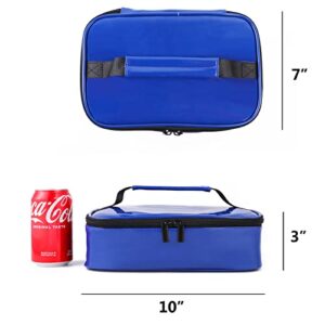 ONTESY Small Lunch Box for Men Women, Patent Leather Lunch Bag Thermal Insulated Mini Lunchbox Lunch Pail Reusable Food Container Snack Bag (Royal Blue)