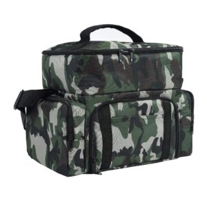 fh group e-z travel™ lined print lunch cooler bag - reusable lunch box for work, picnics, and camping dark