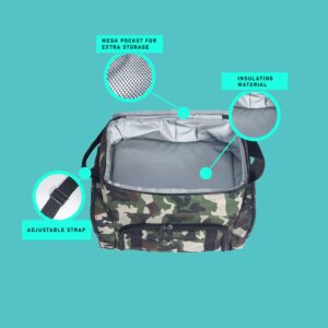 FH Group E-Z Travel™ Lined Print Lunch Cooler Bag - Reusable Lunch Box for Work, Picnics, and Camping Dark