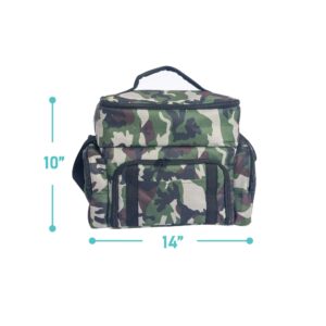 FH Group E-Z Travel™ Lined Print Lunch Cooler Bag - Reusable Lunch Box for Work, Picnics, and Camping Dark