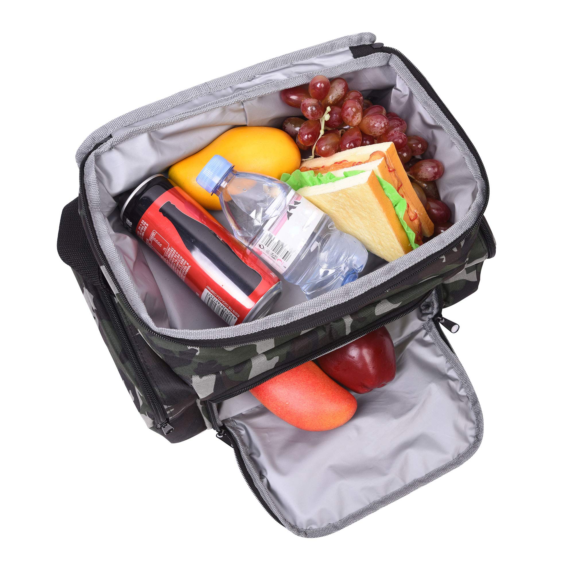 FH Group E-Z Travel™ Lined Print Lunch Cooler Bag - Reusable Lunch Box for Work, Picnics, and Camping Dark