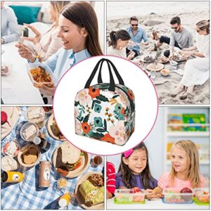 Canesert Lunch Bag with Pocket for Teen Colorful Floral Insulated Lunch Box Cooler Thermal Waterproof Reusable Tote Bag for Women Travel Work Hiking Picnic