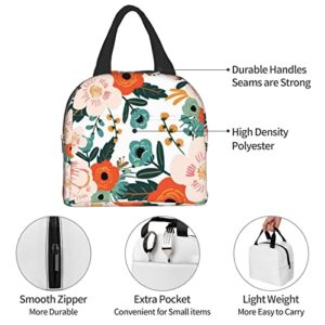 Canesert Lunch Bag with Pocket for Teen Colorful Floral Insulated Lunch Box Cooler Thermal Waterproof Reusable Tote Bag for Women Travel Work Hiking Picnic