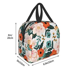 Canesert Lunch Bag with Pocket for Teen Colorful Floral Insulated Lunch Box Cooler Thermal Waterproof Reusable Tote Bag for Women Travel Work Hiking Picnic