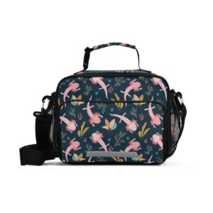 axolotl lunch bag, reusable cooler lightweight tote bag for men, women, lunch box with adjustable & removable shoulder strap