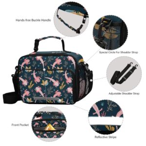 Axolotl Lunch Bag, Reusable Cooler Lightweight Tote Bag for Men, Women, Lunch box with Adjustable & Removable Shoulder Strap