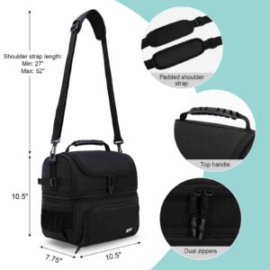 MIER Dual Compartment Lunch Bag Tote with Shoulder Strap with Long Lasting Freezer Pack