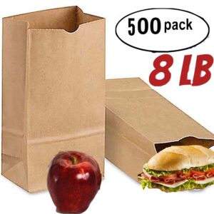 pizety brown paper lunch bags large 500 count 8 lb brown paper sacks lunch sandwich brown paper bags 8 Pound Lunch Bags Party Bags Pack of 500 brown lunch bags bulk