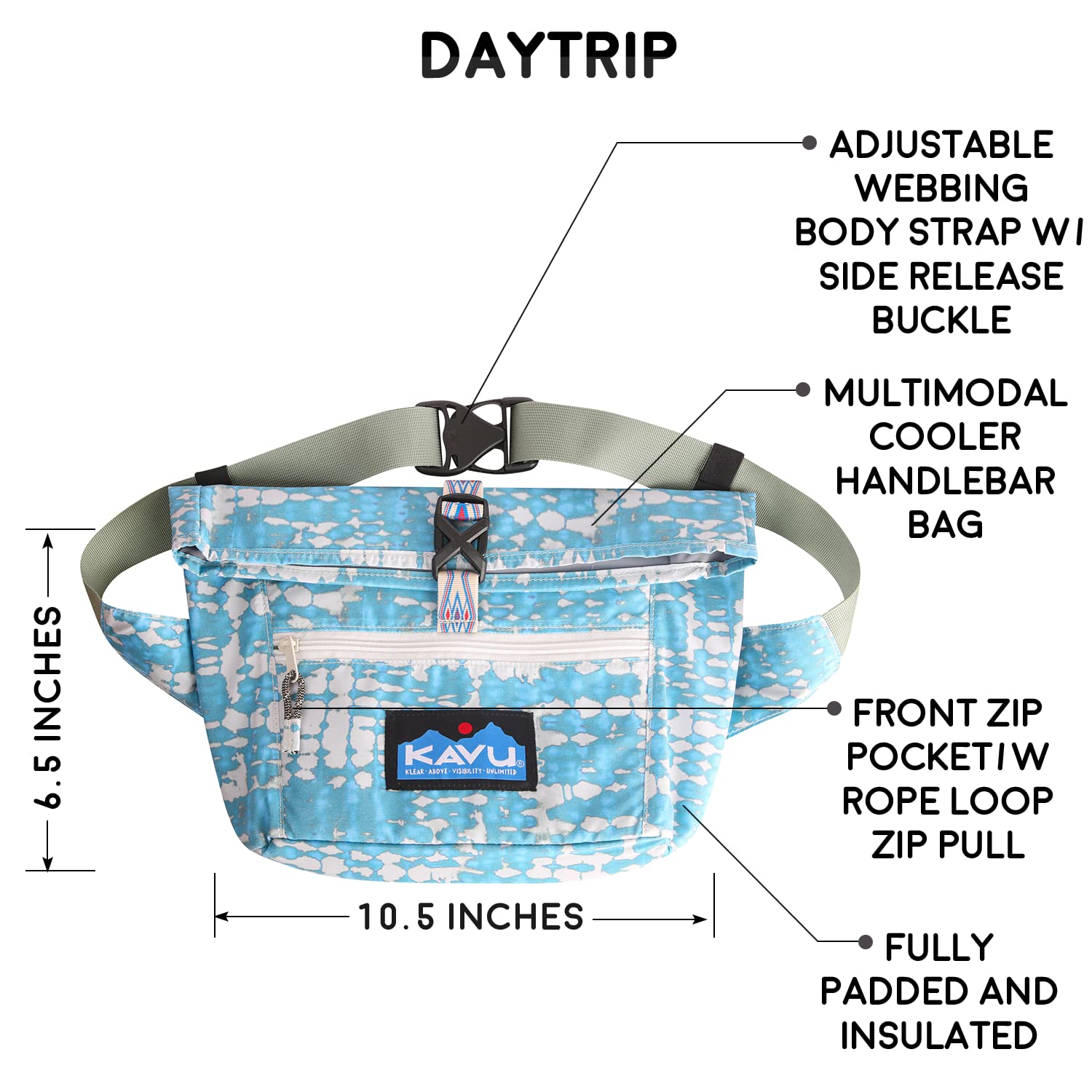 KAVU Daytrip Insulated Belt Bag Cooler Pack - Ripple Tie Dye