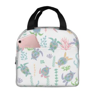 ucsaxue cute sea turtle lunch box reusable lunch bag work bento cooler reusable tote picnic boxes insulated container for women men home school office outdoor use