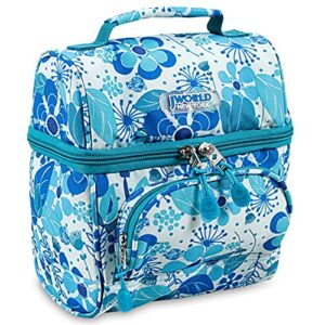 j world corey kids lunch bag. insulated lunch-box for girls, women, blue vine
