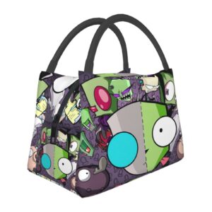 conpelson lunch bags invader anime zim insulated lunch tote reusable portable lunch box for outdoor office picnic 11 x 6.5 x 7 in