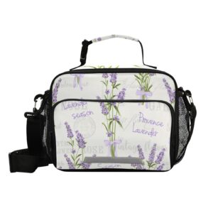 lavender flowers lunch bag for kids insulated lunch box for school picnic hiking lightweright reusable lunch tote bag with adjustable shoulder strap for boys girls