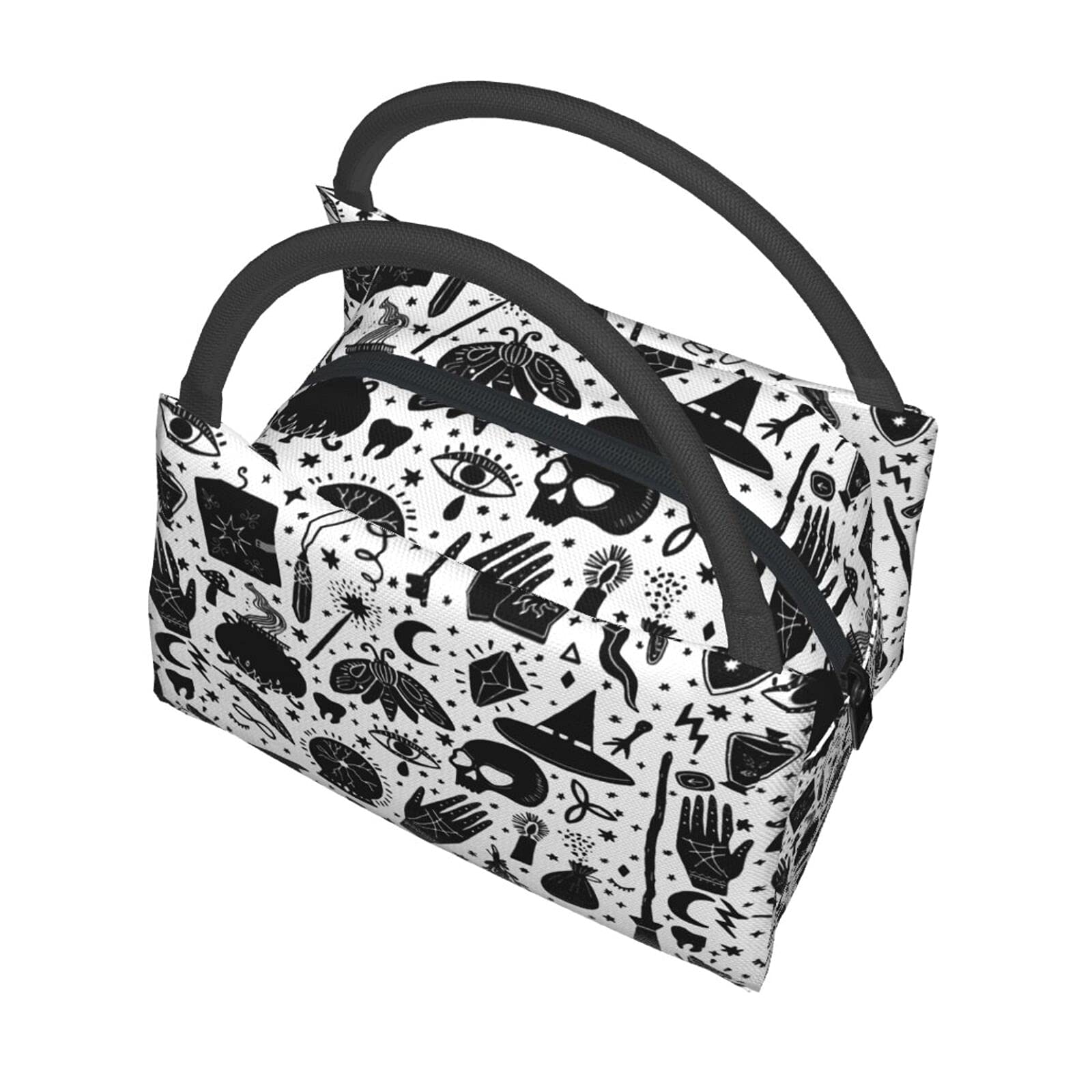 ASYG Gothic Occult Lunch Bag, Bat Print Tote Meal Bag Lunch Holder for Work Outdoor Picnic