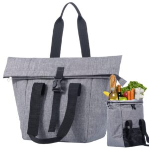 large lunch bag insulated cooler bags leakproof reusable grocery tote bags food delivery bag for travel, picnic, beach, camping, shopping