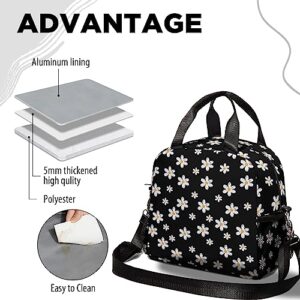 Ulbraofs Reusable Insulated Lunch Bag with Adjustable Shoulder Strap, Leakproof Cooler Lunch Box Meal Prep Organizer Tote Bag Freezable for Women & Men, Work, School, Travel, Picnic (Daisy-1)