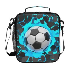 lunch bag insulated lunch box bag 3d light wall football soccer pattern cooler tote bag for girls boys students school