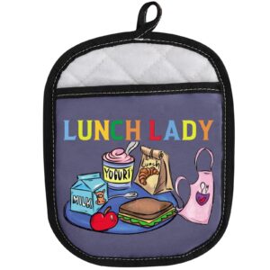wzmpa lunch lady pot holders school lunch lady appreciation gift lunch lady kitchen hot pads for cafeteria worker (lunch lady holder)