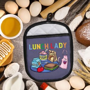 WZMPA Lunch Lady Pot Holders School Lunch Lady Appreciation Gift Lunch Lady Kitchen Hot Pads for Cafeteria Worker (Lunch Lady Holder)