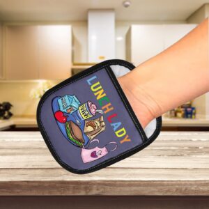 WZMPA Lunch Lady Pot Holders School Lunch Lady Appreciation Gift Lunch Lady Kitchen Hot Pads for Cafeteria Worker (Lunch Lady Holder)