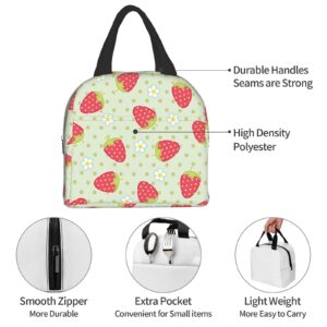 Strawberry Flower Kawaii Lunch Box Travel Bag Picnic Bags Insulated Durable Shopping Bag Back To School Reusable Waterproof Bags For Man Woman Girls Boys