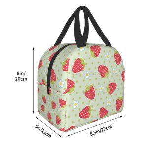 Strawberry Flower Kawaii Lunch Box Travel Bag Picnic Bags Insulated Durable Shopping Bag Back To School Reusable Waterproof Bags For Man Woman Girls Boys