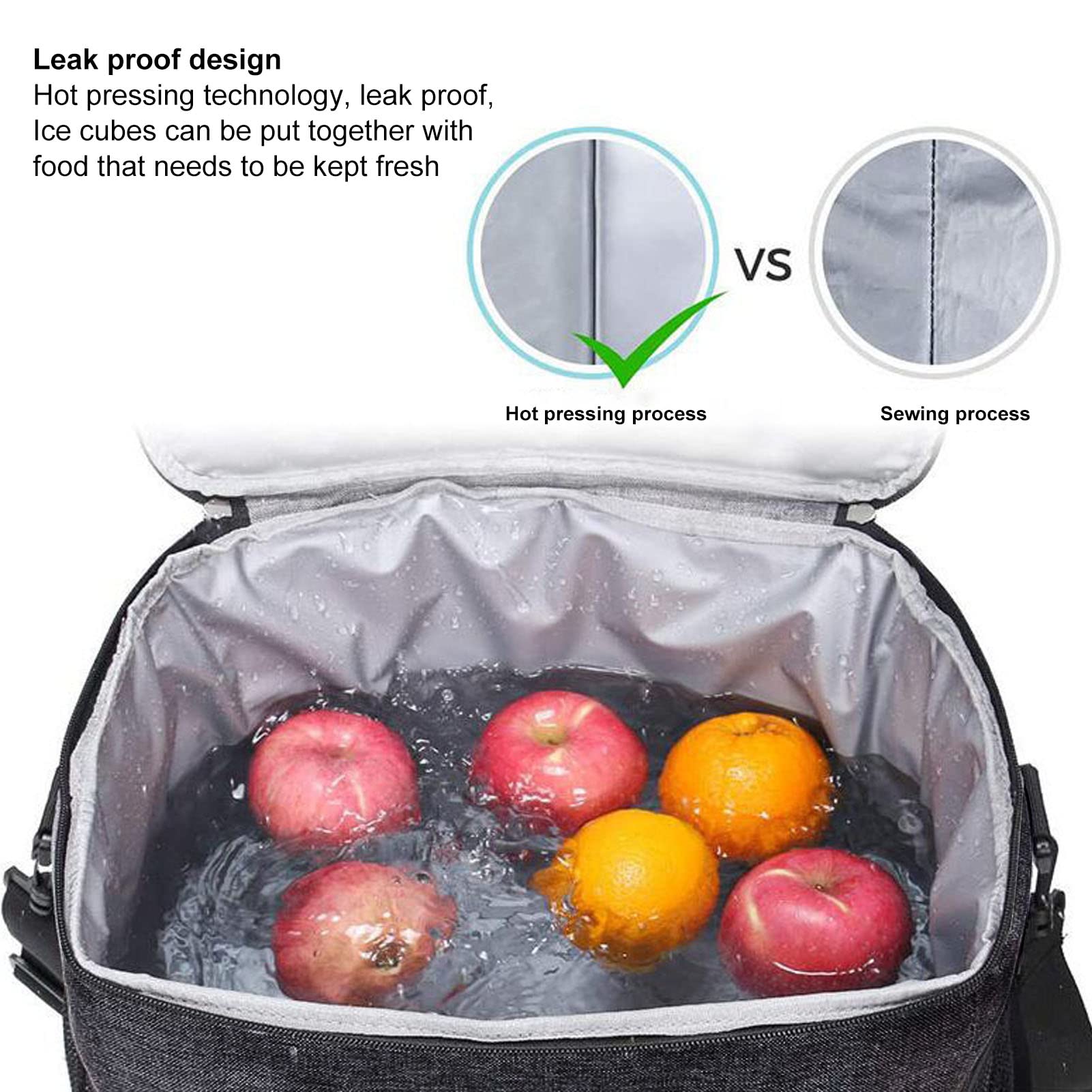 Atyhao Collapsible Cooler Bag with Shoulder Strap, Insulated Cooler Bag Dual Compartments Soft Lunch Bag Leakproof Cooler Portable Tote for Camping, Picnic, Grocery Shopping (Black)