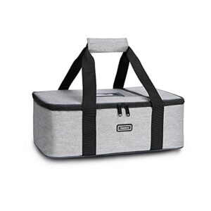 Isulated Lunch bag Insulated Casserole Carrier for Picnic Potluck Beach Day Trip Camping Hiking Cooler Bag Gray Tote