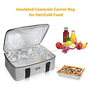 Isulated Lunch bag Insulated Casserole Carrier for Picnic Potluck Beach Day Trip Camping Hiking Cooler Bag Gray Tote