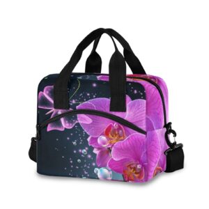 alaza orchid butterfly lunch tote bags for women leakproof lunch bag lunch box lunch cooler bag(228ri1b)