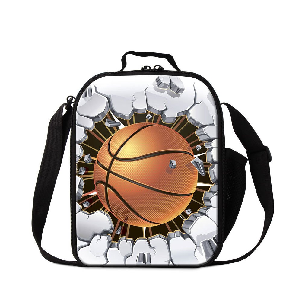 Dispalang Basketball School Lunch Bag for Boys Cool Thermal Lunch Container Insulated Cooler Bag