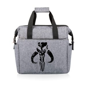 picnic time star wars mandalorian mythosaur skull on the go lunch bag, soft cooler lunch box, insulated lunch bag, (heathered gray) 10 x 6 x 10.5