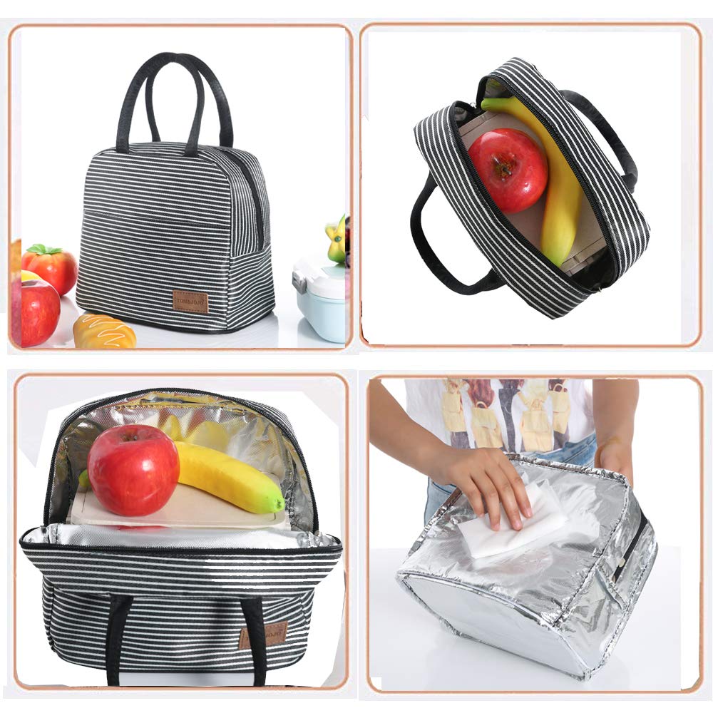 League Promo Lunch Bag Large Reusable Insulated Lunch Bags for Women Men Tote Bag Adult Lunch Box Organizer Holder Container (Strip)