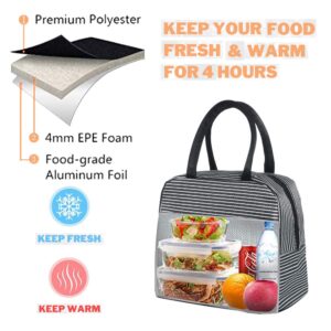 League Promo Lunch Bag Large Reusable Insulated Lunch Bags for Women Men Tote Bag Adult Lunch Box Organizer Holder Container (Strip)