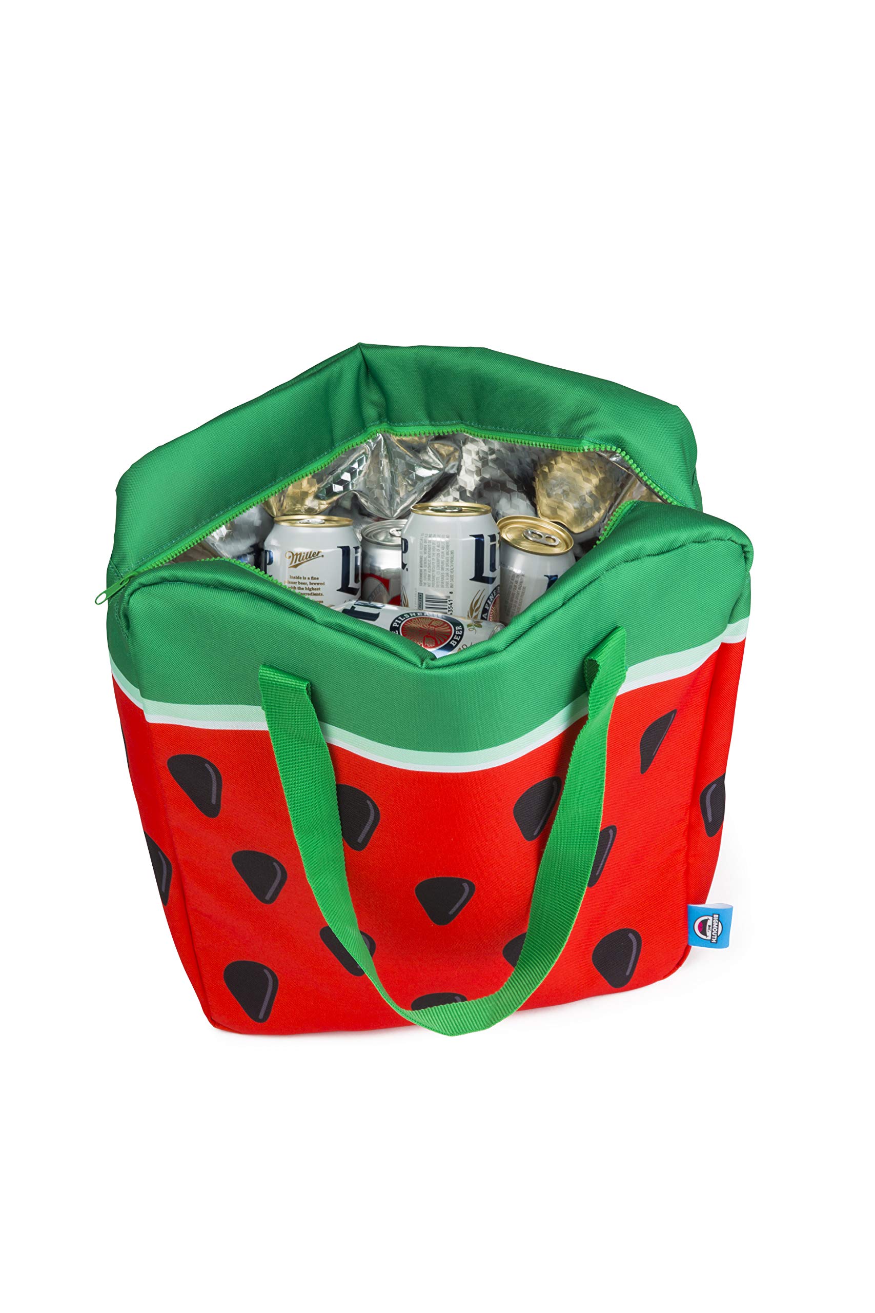 BigMouth Inc. Giant Watermelon Cooler Bag - EVA-Insulated Tote That Keeps Drinks Cool, Easy to Carry, Wide Opening for Easy Packing, Can Fit up to 12 Standard Cans or Bottles, Makes a Great Gift