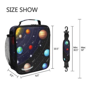 AUUXVA Lunch Bag Box Universe Galaxy Solar System Lunchbox Zipper Insulated Cooler Ice Pack Tote Bag with Shoulder Strap for Women Men Male Female