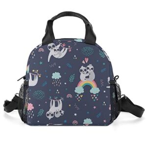 cute sloths lunch bag for women men, portable insulated lunch box, lunch tote bag for work outdoor