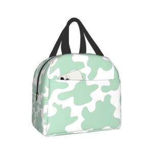senheol mint green cow lunch box, insulation lunch bag for women men, reusable lunch tote bags perfect for office camping hiking picnic beach travel
