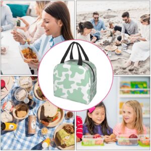 Senheol Mint Green Cow Lunch Box, Insulation Lunch Bag for Women Men, Reusable Lunch Tote Bags Perfect for Office Camping Hiking Picnic Beach Travel