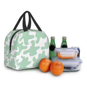 Senheol Mint Green Cow Lunch Box, Insulation Lunch Bag for Women Men, Reusable Lunch Tote Bags Perfect for Office Camping Hiking Picnic Beach Travel