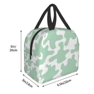 Senheol Mint Green Cow Lunch Box, Insulation Lunch Bag for Women Men, Reusable Lunch Tote Bags Perfect for Office Camping Hiking Picnic Beach Travel