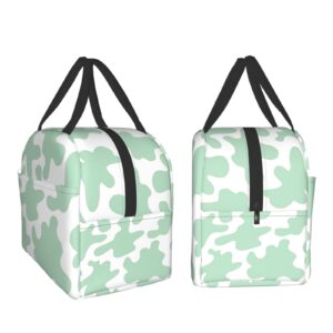 Senheol Mint Green Cow Lunch Box, Insulation Lunch Bag for Women Men, Reusable Lunch Tote Bags Perfect for Office Camping Hiking Picnic Beach Travel