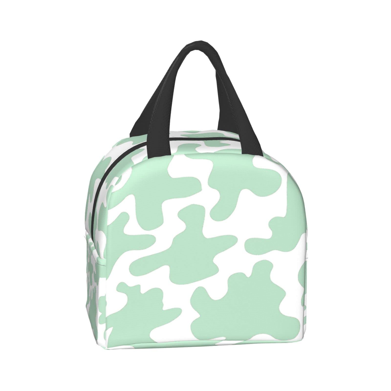 Senheol Mint Green Cow Lunch Box, Insulation Lunch Bag for Women Men, Reusable Lunch Tote Bags Perfect for Office Camping Hiking Picnic Beach Travel