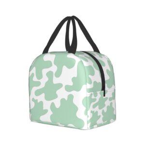 Senheol Mint Green Cow Lunch Box, Insulation Lunch Bag for Women Men, Reusable Lunch Tote Bags Perfect for Office Camping Hiking Picnic Beach Travel