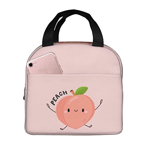 Lunch Bag Cute Fruits Peach Insulated Lunch Box Back To School Reusable Bags Meal Portable Container Tote For Boys Girls Travel Work Picnic Boxes